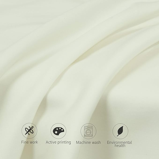 NTBAY Egyptian Cotton Queen Pillowcases - Set of 2, 500 Thread Count Cotton Pillowcases - Soft and Breathable Envelope Closure Pillow Cases - 20x30 Pillow Covers for Bed, Ivory