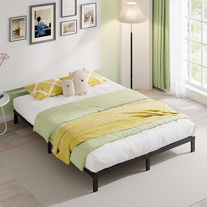 EMODA 10 Inch Full Size Bed Frame Heavy Duty Metal Platform No Box Spring Needed, Easy Assembly Noise Free, Black