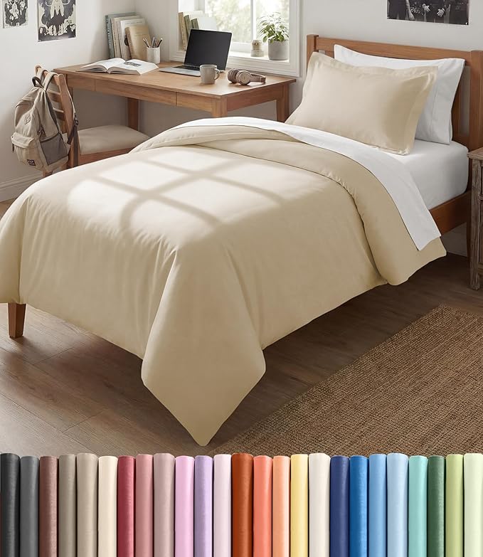 Duvet Cover Twin/Twin XL Size Set - Extra Soft Twin/Twin XL Duvet Cover 68" x 90" with 1 Pillow Sham - Hotel Luxury, Easy Care, Fade Free with Zipper Closures & Ties - Comfy & Breathable (Off White)