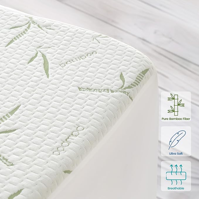 Hannah Linen Viscose derived from Bamboo Cooling Mattress Protector, 100% Waterproof - Soft and Breathable, 280 GSM Fitted Style Mattress Cover, 16 Inches Deep Pocket - Queen, 80x60 - (2 Pack)