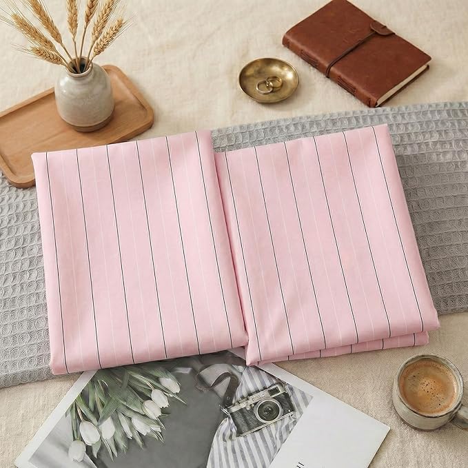 Merryword Pink Striped Pillowcases, 100% Cotton Pillow Cases, Standard Size Pillowcases, Soft Breathable Pinstripe Pillow Covers, Set of 2