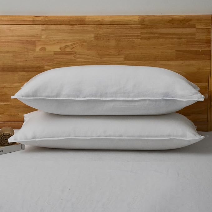 CHUFFED Linen Pillow Cases 2 Pack 100% Linen Pillowcases, Breathable and Cooling Washed King Pillow Shams with Zipper Closure, 20x36 Inches,White