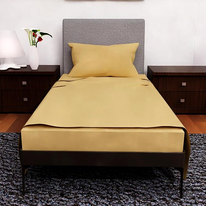 Twin Bedding Sets - 3-Pcs Set - Deep Pockets - Cooling Sheets - Soft & Cozy Twin Size Sheets - Comfortable Bed Sheets for Bedroom (Gold)