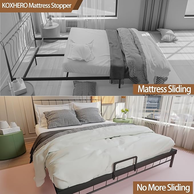 2Pcs Mattress Slide Stopper for Metal Bed Frame(H5.2in) Retainer Bar Bracket Holder Keeping Mattress from Sliding for Foot of Adjustable Beds Rv Grippers