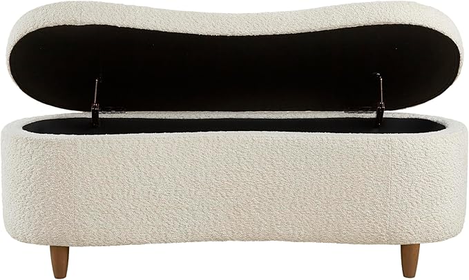 Bailey Boucle-Style Curved Storage Accent Bench