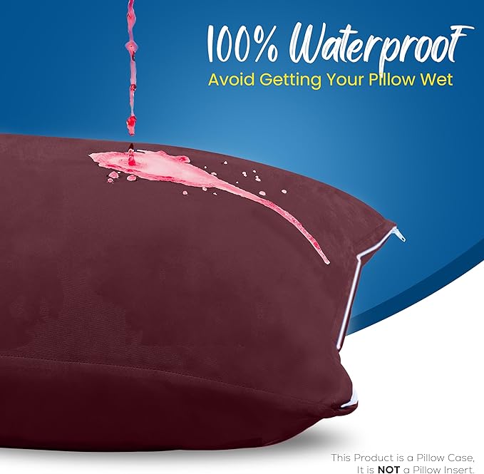 Utopia Bedding Premium 100% Waterproof Pillow Protectors with Zipper King Size (Set of 4), Bed Bug and Dust Mite Proof Zippered Pillow Covers, Pillow Encasement Cases, Burgundy