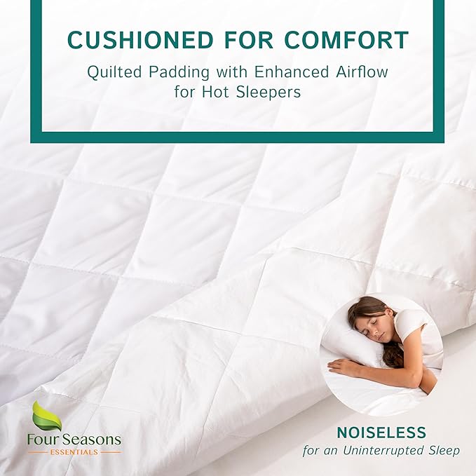 Twin Size Quilted Mattress Pad - Fitted Waterproof Mattress Protector, Pillow Top Mattress Topper, Premium Quality Hypoallergenic Mattress Cover