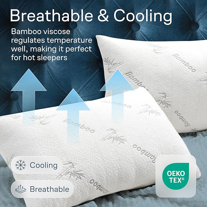 100% Waterproof Pillow Protectors Queen 20x30 Pair Zippered Pillow Case, Pillow Cover, Guaranteed Noiseless Pad, Ultra Plush Absorbent (Viscose Made from Bamboo), White 2 Pack