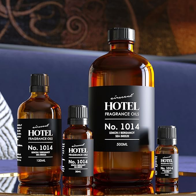 AirScent Hotel Diffuser Oil No. 1014 - The Iconic 5-Star Hotel Coastal Blend - Lemon Bergamot Sea Breeze - 10 mL Premium Fragrance Oil for Ultrasonic and Waterless Diffusers and Crafting