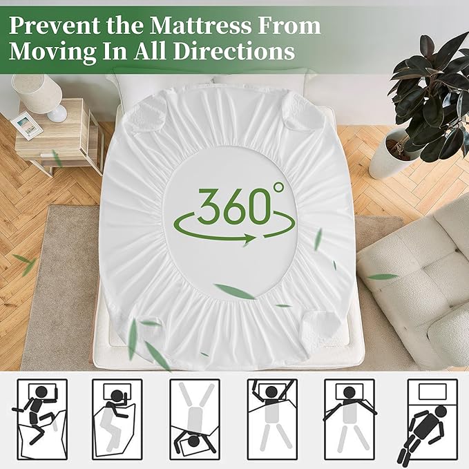 Premium Waterproof Full Size Mattress Protector HN Cooling Breathable 5D Air Double Mattress Cover Noiseless Soft Fitted Up 8"-21" Deep Pocket Vinyl Free Anti Slip and Wear-Resistant (3-in-1, Full)