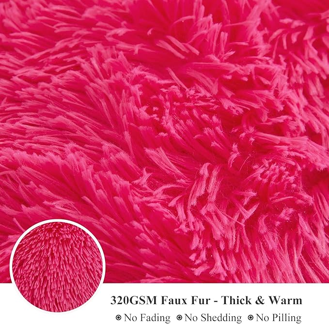 XeGe Shaggy Faux Fur Body Pillow Cover, Fluffy Long Body Pillow Case with Zipper Closure, Soft Decorative Plush Furry Body Pillowcase, Fuzzy Pillow for Bedroom Home Decoration Couch 20"x54", Hot Pink
