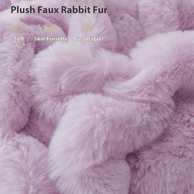 LIFEREVO Fluffy Faux Rabbit Fur Body Pillow Cover, Cozy Light Purple Bubble Shaggy Plush Bed Body Pillowcase with Zipper, Long 20"x54" Fuzzy Furry Pillow Case for Bedroom Home Decoration, Lavender