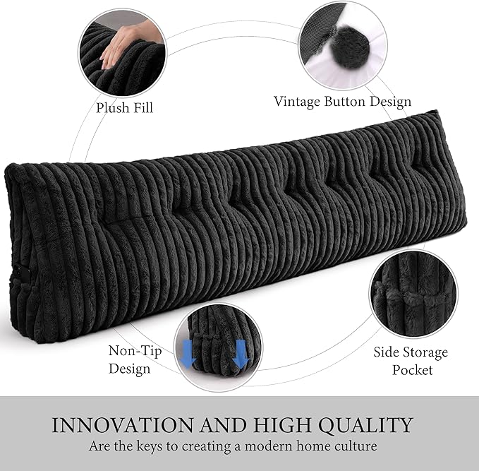 Headboard Pillow King, Triangular Wedge Pillow Headboard King, Cushion Headboards Reading Pillows, Backrest Pillows for Sitting in Bed or Working with Removable Cover, Black