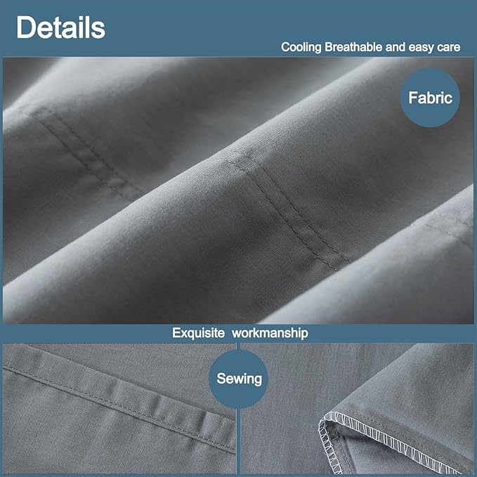 WhatsBedding Body Pillow Cover Cotton Fabric, Long Pillowcase Breathable & Skin-Friendly, Envelope Closure - Grey (20x54 inch)