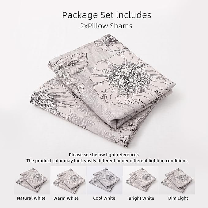 CHUFFED 100% French Linen Pillow Cases Sketch Floral Print, Farmhouse Floral Stone Washed Pillow Shams with Envelope Closure Soft Breathable Vintage Pillow Covers for Decor,20x36 inches