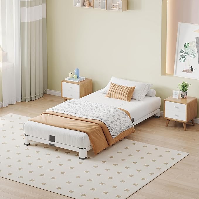 NKZ Twin Platform Bed Frame 4 Inch, Heavy Duty Metal Low Profile Bed Frame with Round Corner Legs, 3500lbs Weight Capacity Reinforced Frame, No Box Spring Needed，Noise-Free, Easy Assembly