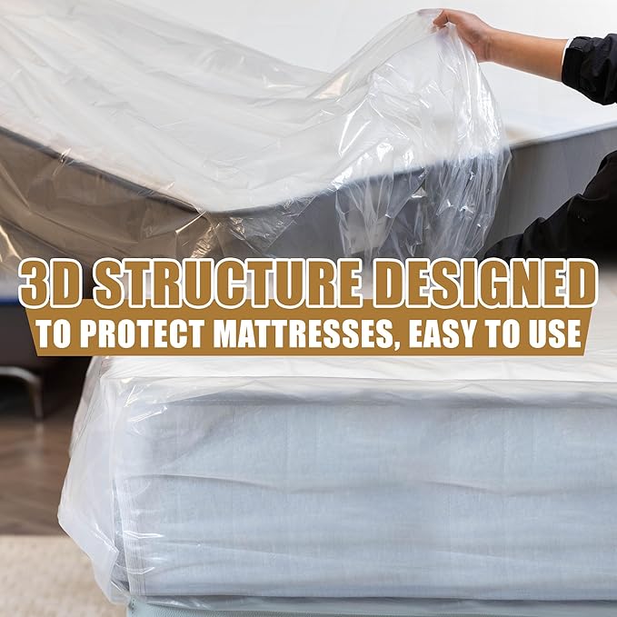 Plastic Mattress Bag for Disposal Moving or Storage - Queen Size (1.5Mil), Waterproof Mattress Protector Covers for Moving Supplies