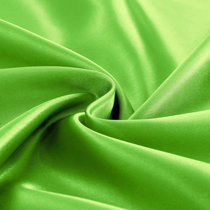 Homiest 4pcs Satin Sheets Set Luxury Silky Satin Bedding Set with Deep Pocket, 1 Fitted Sheet + 1 Flat Sheet + 2 Pillowcases (Full Size, Lime Green)