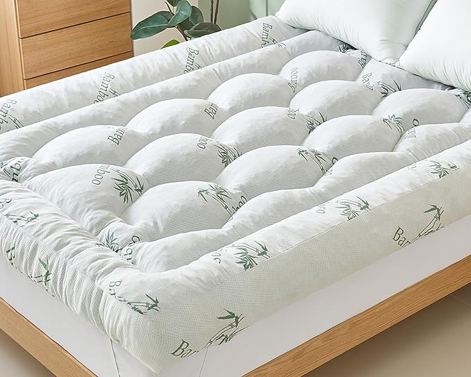 5 Inch Memory Foam Mattress Topper King Size, Breathable Viscose Made from Bamboo Pillow Top Mattress Pad Cover, Ultra Soft Bed Topper with 2000 GSM Foam Filling for Pain Relief, White,78x80x5 in