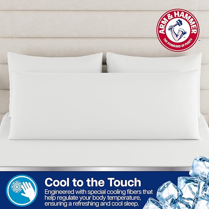 Arm & Hammer Cooling Comfort Zippered Body Pillow Cover, 20 x 54, White