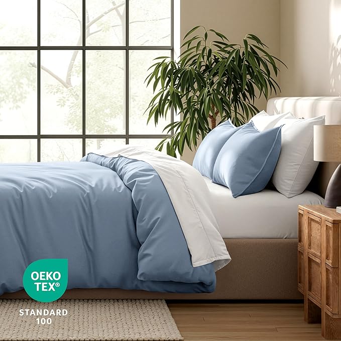 Bare Home Bedding Duvet Cover Extra Long Size - Premium 1800 Super Soft Collection - Lightweight, Cooling - Soft Breathable Bedding Duvet Cover (Twin/Twin XL, Dusty Blue)
