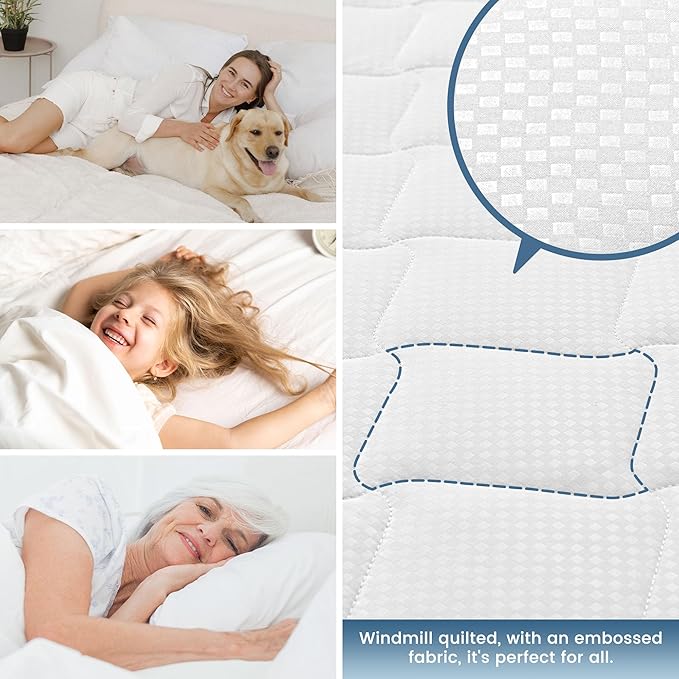 SLEEP ZONE Waterproof Mattress Protector Pad California King Machine Washable, Breathable Mattress Topper with Deep Pockets, All-Season Use, Hotel Quality (California King, White)