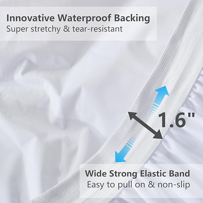 ELVEN HOME Twin Size Mattress Pad Waterproof, Pillow Top Cooling Twin Mattress Topper for Single Bed, Pee Proof Mattress Protector Cover Quilted Fitted with 8-21" Deep Pocket (39x75 inch, White)