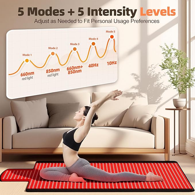 Red Light Therapy Mat for Full Body, 1370 Infrared Light Pad, 5 Intensity Levels, 9 Auto-Shutoff Timer Setting, Handheld Controller, Gifts for Athletes, Office Workers, Women, Men (74.6''*33.3'')