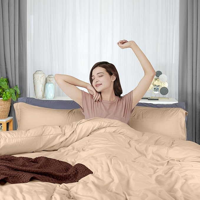 Utopia Bedding Duvet Cover Twin Size - 2 Piece with Zipper Closure - 1 Comforter Cover 68X90 Inches & 1 Pillow Sham 20X26 Inches (Beige) Comforter Not Included