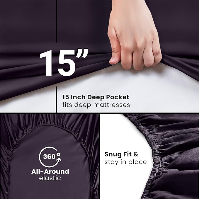 Utopia Bedding Twin Fitted Sheet - Bottom Sheet - Deep Pocket - Soft Microfiber -Shrinkage and Fade Resistant-Easy Care -1 Fitted Sheet Only (Purple)