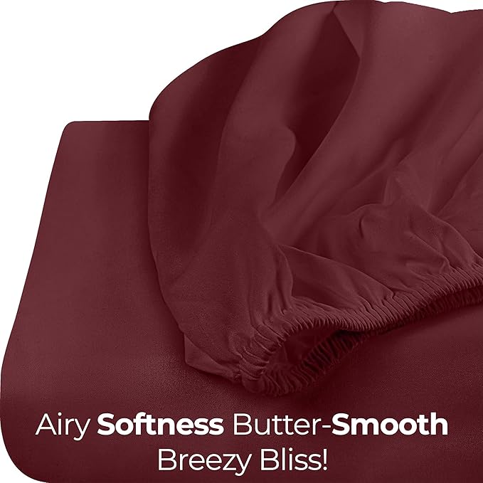 Utopia Bedding King Fitted Sheet - Bottom Sheet - Deep Pocket - Soft Microfiber - Shrinkage and Fade Resistant - Easy Care -1 Fitted Sheet Only (Burgundy)