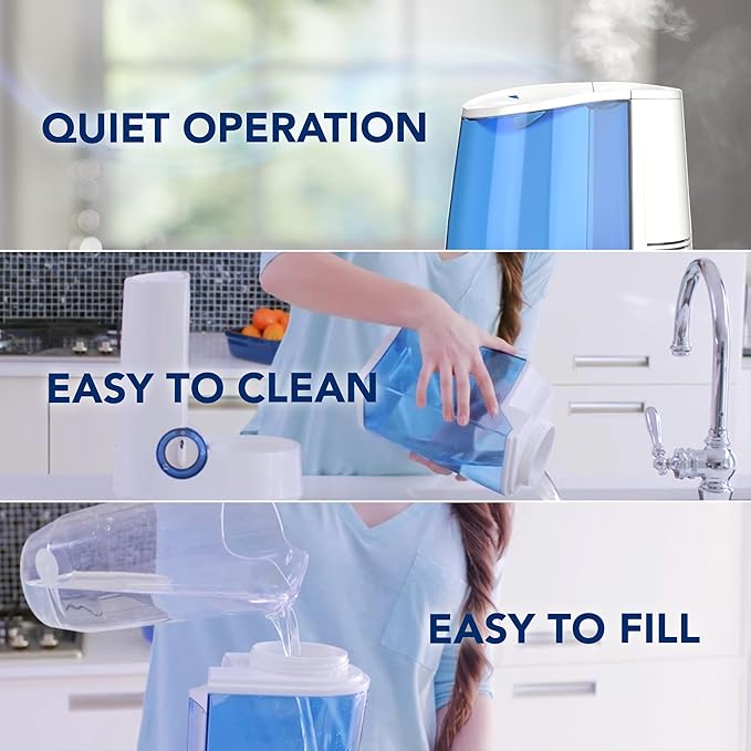 Vicks Warm Mist Humidifier Filter‑Free 1 Gal Tank,Auto Shut‑Off,Night Light,VapoPad and VapoSteam Compatible,(Pack of 2)