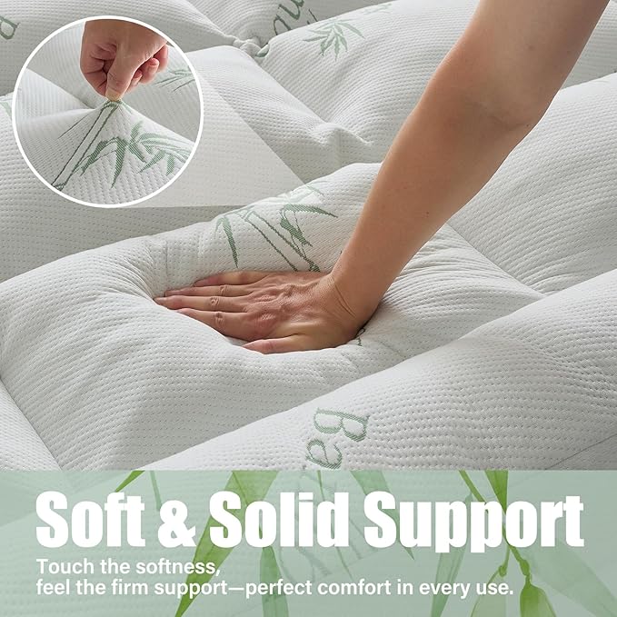 WhatsBedding 5 Inch Memory Foam Mattress Topper Twin Size for Back Pain Relief, with Cooling Breathable Bamboo Viscose Air Layer, Soft Pillow Top Mattress Topper, 75x39x5in