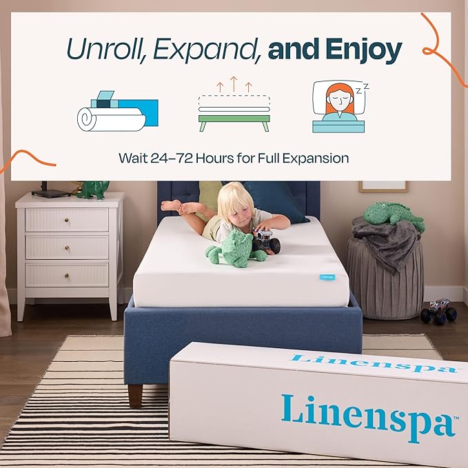 Linenspa 6 Inch Gel Infused Memory Foam Mattress – Twin XL Size – Medium Firm - Low Profile Bed - Mattress in a Box - Youth or Kids Bedroom - Pressure Relieving and Breathable – CertiPUR-US Certified