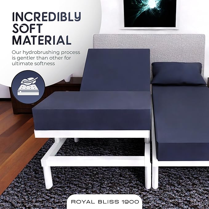 Split California King Sheets Sets - 5 Pcs Set - Cal King Split Adjustable Bed Sheets -Split California King Sheets Sets for Adjustable Bed -Split Cal King Sheets (Navy Blue)
