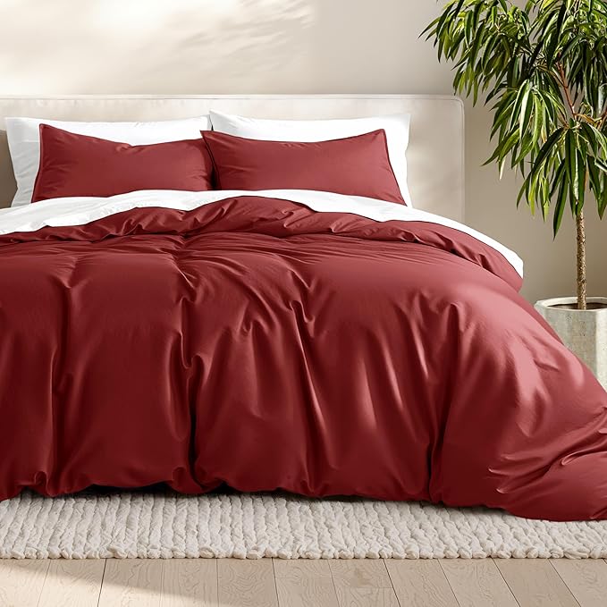 Bare Home Bedding Duvet Cover Queen Size - Premium 1800 Super Soft Collection - Lightweight, Cooling - Soft Breathable Bedding Duvet Cover (Queen, Rosewood)
