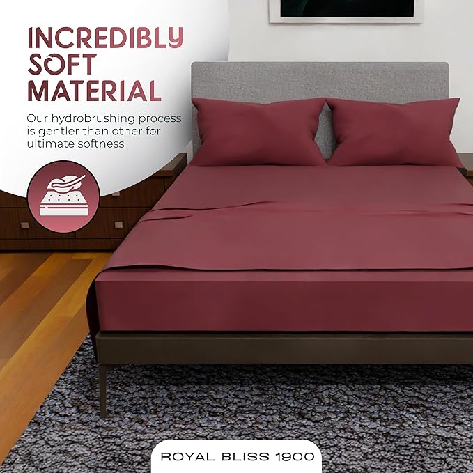 California King Sheet Sets – 4Pcs Cal King Bedding Set, Deep Pocket, Double Brushed Microfiber, Fade Resistant, Soft & Breathable Bed Sheets for Ultimate Comfort(Burgundy)