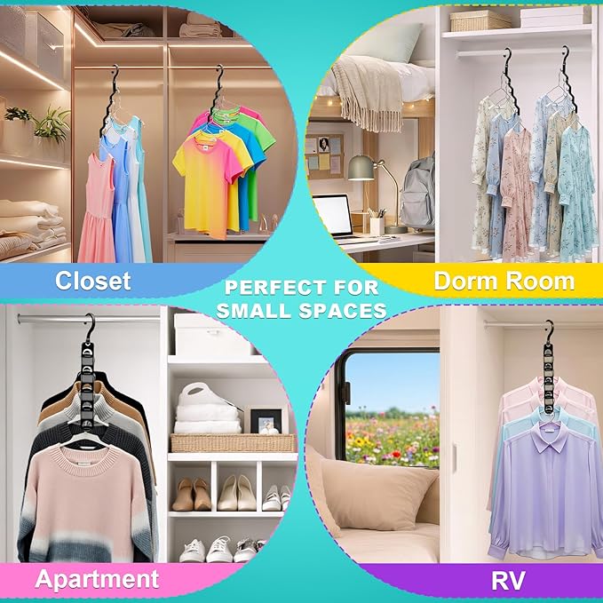 Closet Organizers and Storage,Upgraded Organization and Storage Clothes Hanger,8 Pack College Dorm Room Essentials,Sturdy Closet Organizer Home Essentials Space Saving Hangers for Thick Clothe