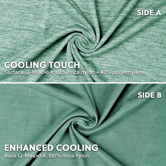 HOMFINE Cooling Pillowcases Queen Size - Double Side Q-Max 0.439 Cooling Fiber for Pillow Protector, Breathable Cold Pillow Cover for Hot Sleeper Night Sweat, Hidden Zipper, 2 Pack (20"x30", Green)