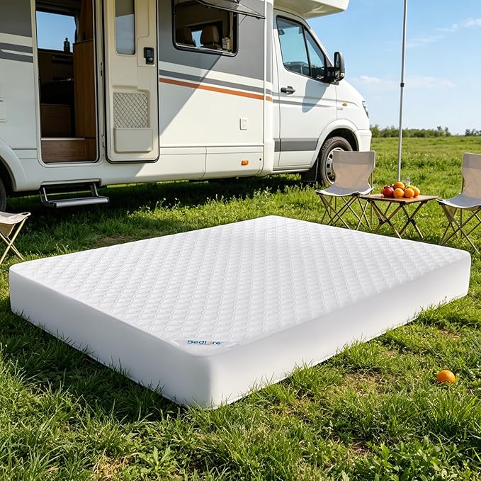 BEDLORE Waterproof Mattress Protector, Noiseless RV Queen Size Mattress Pad with Deep Pocket Fitted Up to 6-18 inches, Soft Breathable Dirt-Proof Bed Mattress Cover for Bedroom(White)