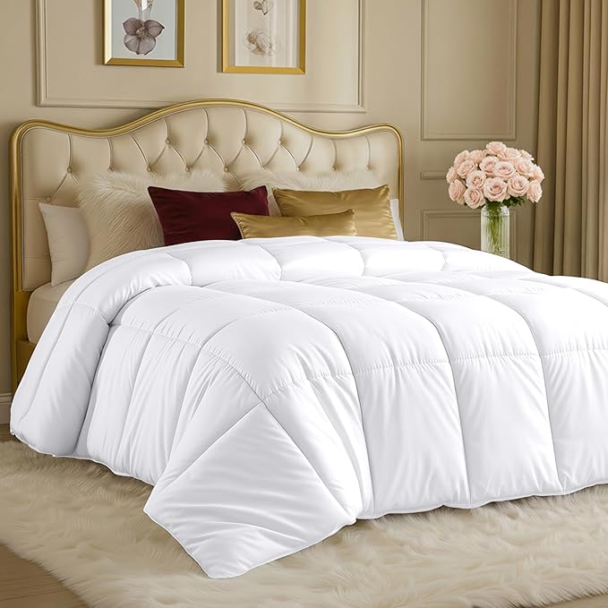 Utopia Bedding Comforter Twin Size 64 x 88 Inches, All Season Duvet Insert, Down Alternative Box Stitched Bed Comforter with Corner Tabs, Machine Washable