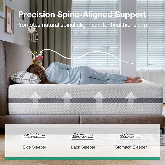 Novilla Queen Mattress 14 Inch, Queen Size Mattress with Upgraded Dual-Support for Spinal Alignment & Pressure Relief, NanoGEL™ Memory Foam Mattresses, Cooling & Breathable, Ideal for Master Bedrooms