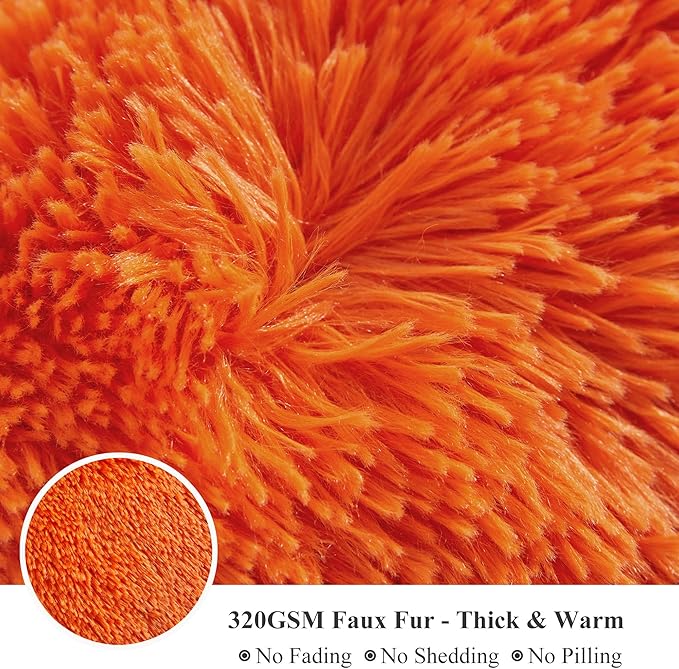 XeGe Shaggy Faux Fur Body Pillow Cover, Fluffy Long Bed Pillow Case with Zipper Closure, Soft Decorative Plush Furry Body Pillowcase, Fuzzy Hug Pillow for Kids Children Girls Women 20"x54", Orange