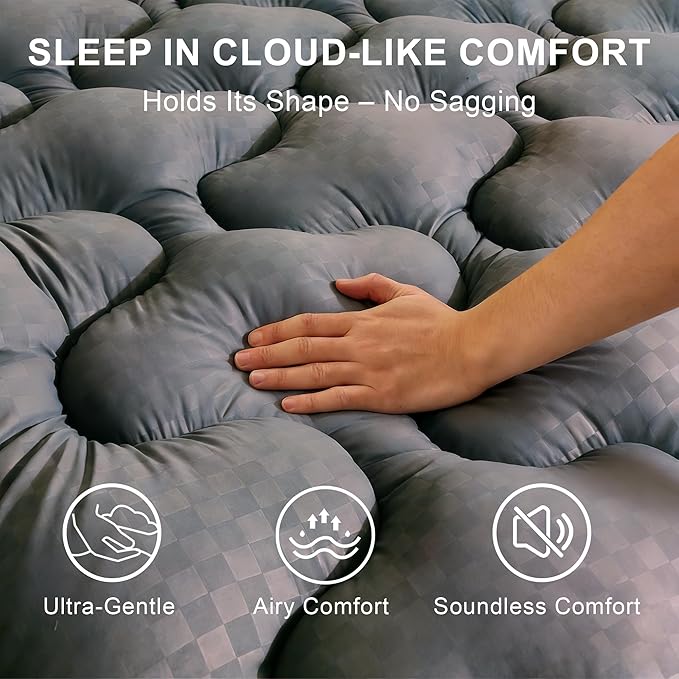 2~3In Extra Thick Mattress Topper Cooling Pillow Top Airflow Design for Hot Sleepers, Soft Comfort & Supportive, Pressure-Relieving Pad for Back & Side Sleepers, Easy Setup & Wash, King 78”*80”