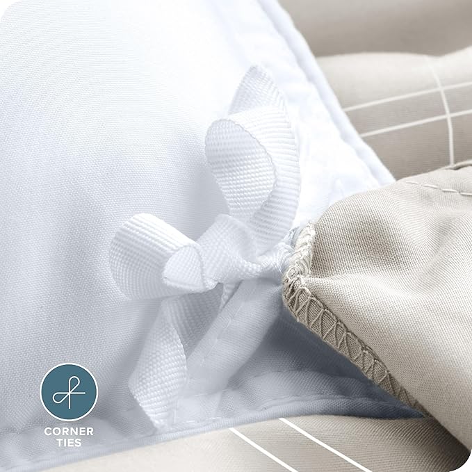 Bare Home Bedding Duvet Cover King Size - Premium 1800 Super Soft Collection - Lightweight, Cooling - Soft Breathable Bedding Duvet Cover (King, Modern Plaid - Stone/White)
