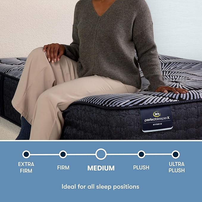 Serta Perfect Sleeper X - Kendall 13" Medium Twin XL Hybrid Mattress - 5 Support Zones and Cooling Tech for a Restorative Sleep - 100 Night Trial, CertiPUR-US Certified