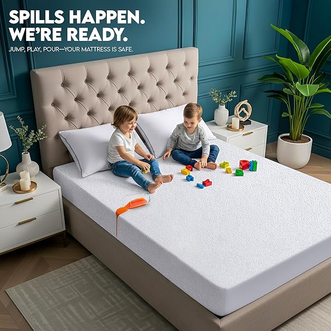 Utopia Bedding Waterproof Mattress Protector Top and Both Sides, King Size, Soft and Breathable Dual Sided Terry Mattress Cover, Fitted Style with Stretchable Elastic Pockets