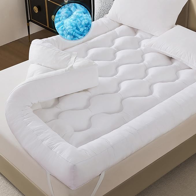 ELNIDO QUEEN® 5 Inch Memory Foam Mattress Topper King Size, Breathable Gel Memory Foam Bed Topper, 2000 GSM Fill, Soft Fluffy Supportive Pillow Top Mattress Pad for Back Pain Relief, 80x78x5 Inch