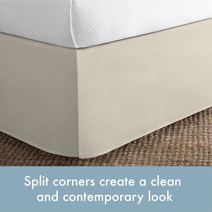 Today’s Home Classic Tailored Bed Skirt Dust Ruffle, Cotton Blend Design, 14" Drop Length, California King, Buttercream