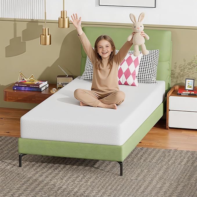 FDW 8 Inch Twin Mattress, Base Foam, Medium Firm Support, Breathable & Comfortable, Removable Washable Zipper Cover, Bed-in-a-Box，CertiPUR-US Certified